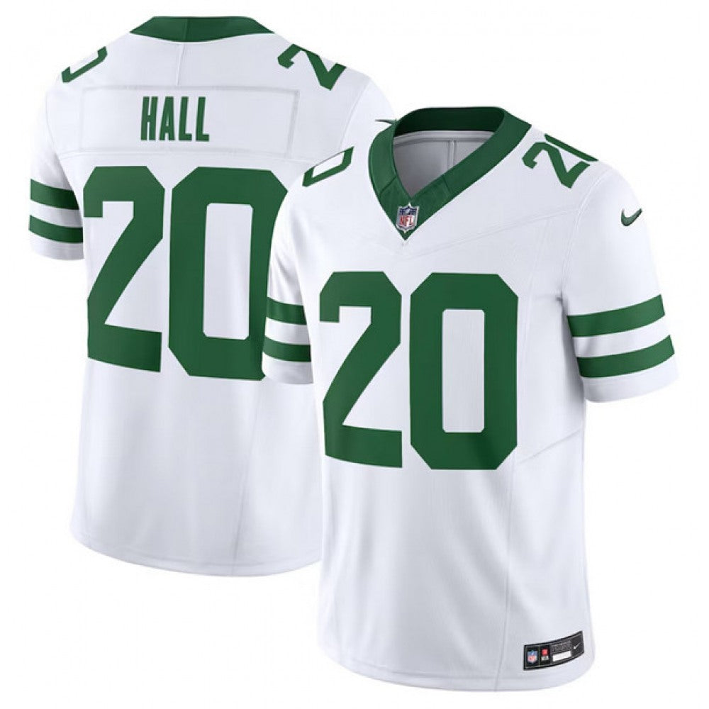 Men's New York Jets #20 Breece Hall White 2023 F.U.S.E. Vapor Limited Throwback Stitched Football Jersey 