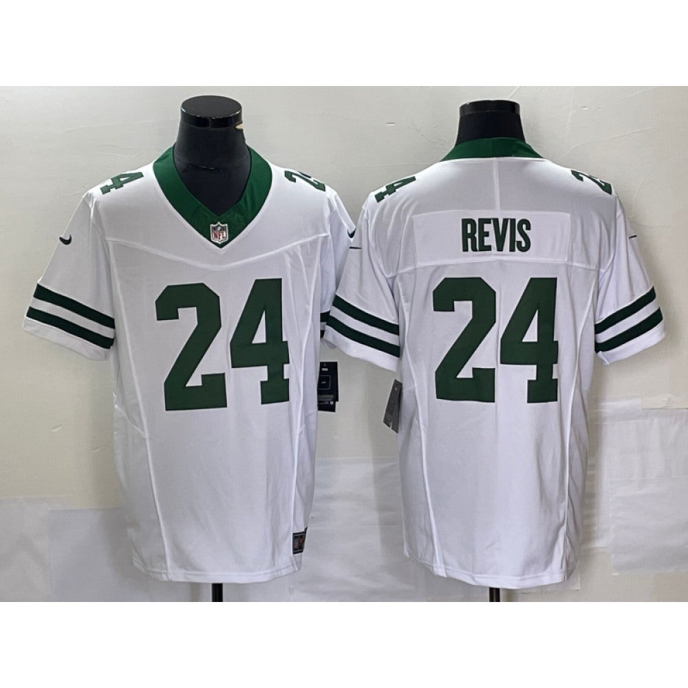 Men's New York Jets #24 Darrelle Revis White 2023 F.U.S.E. Vapor Limited Throwback Stitched Football Jersey 
