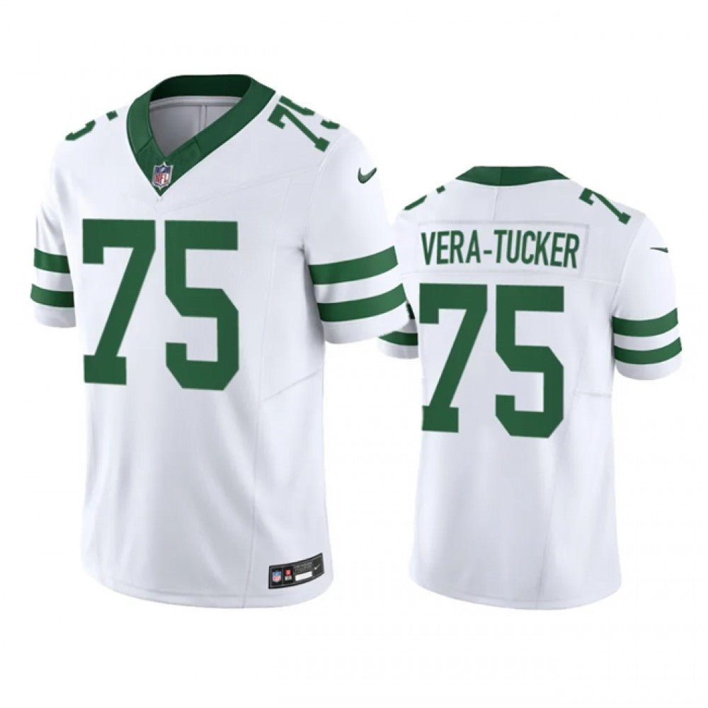 Men's New York Jets #75 Alijah Vera-Tucker White 2023 F.U.S.E. Vapor Limited Throwback Stitched Football Jersey 