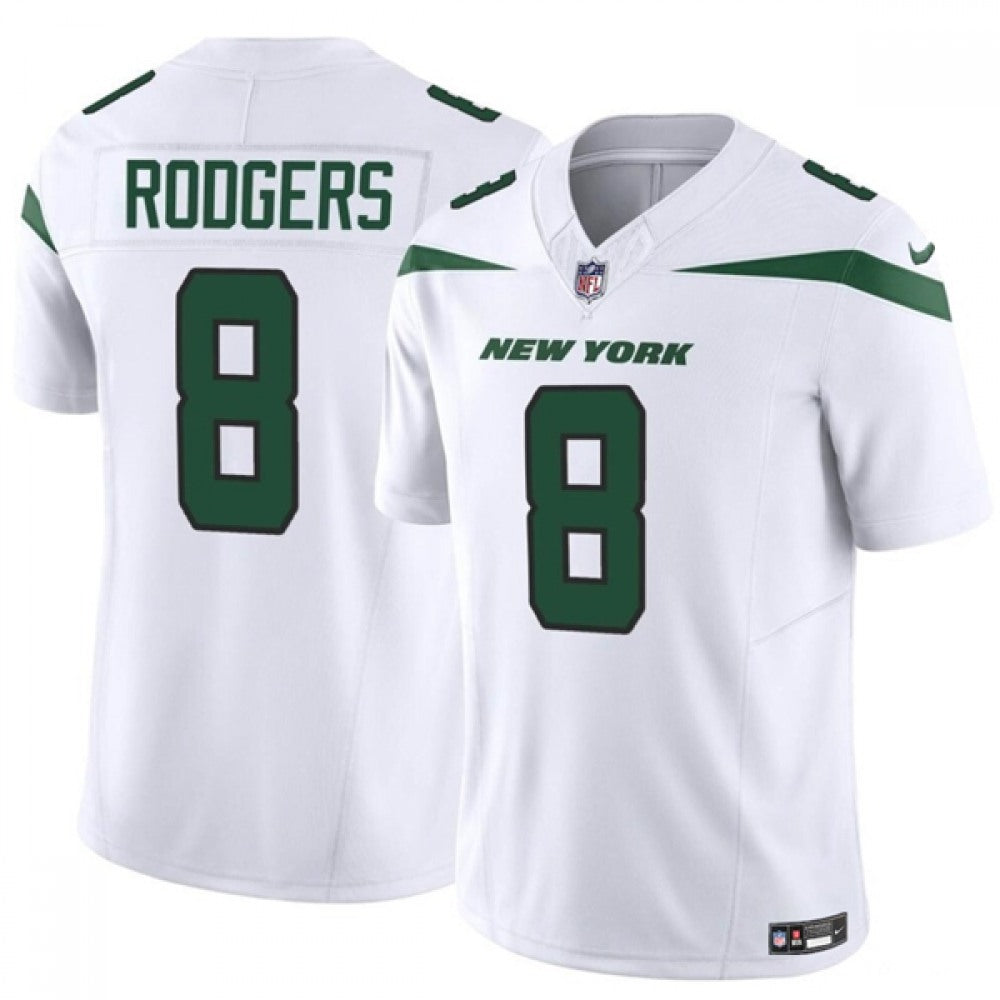 Men's New York Jets #8 Aaron Rodgers 2023 F.U.S.E. White Vapor Untouchable Limited Stitched Jersey 