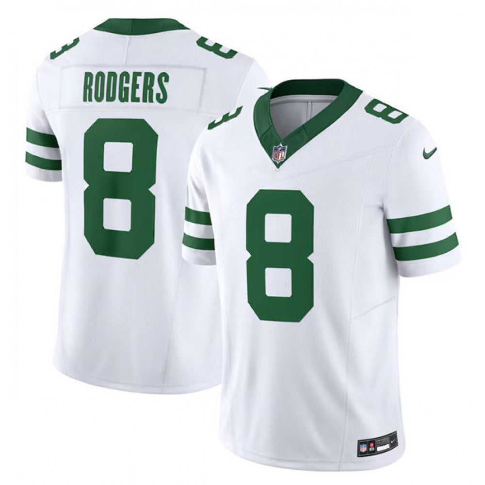 Men's New York Jets #8 Aaron Rodgers White 2023 F.U.S.E. Vapor Limited Throwback Stitched Football Jersey 