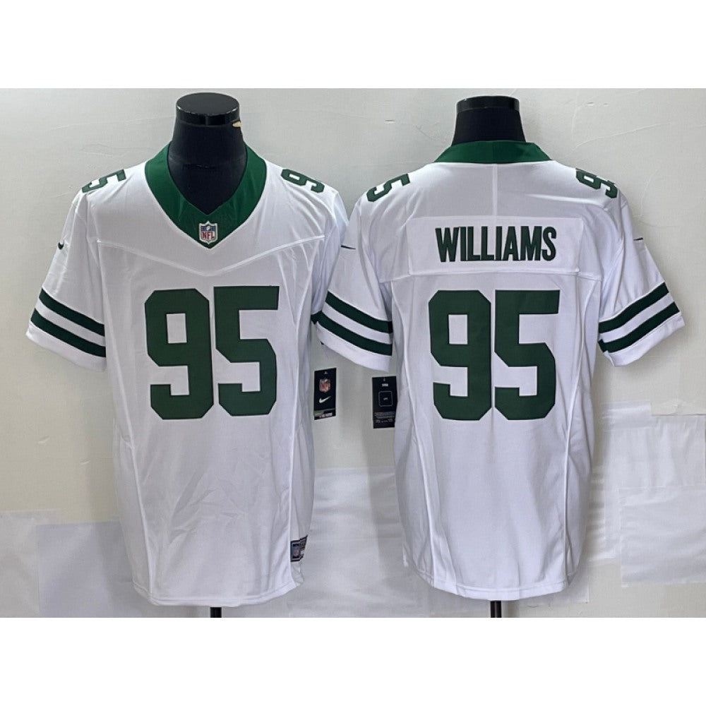 Men's New York Jets #95 Quinnen Williams White 2023 F.U.S.E. Vapor Limited Throwback Stitched Football Jersey 