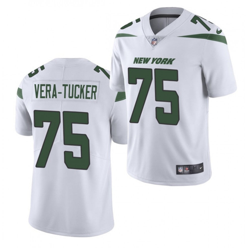 Men's New York Jets #75 Alijah Vera-Tucker 2021 NFL Draft White Vapor Untouchable Limited Stitched Jersey 