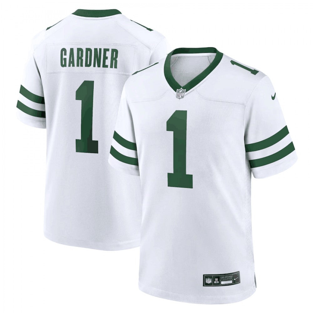 Men's New York Jets #1 Ahmad Sauce Gardner White Throwback Player Stitched Game Jersey 