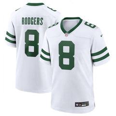 Men's New York Jets #8 Aaron Rodgers White Throwback Player Stitched Game Jersey 