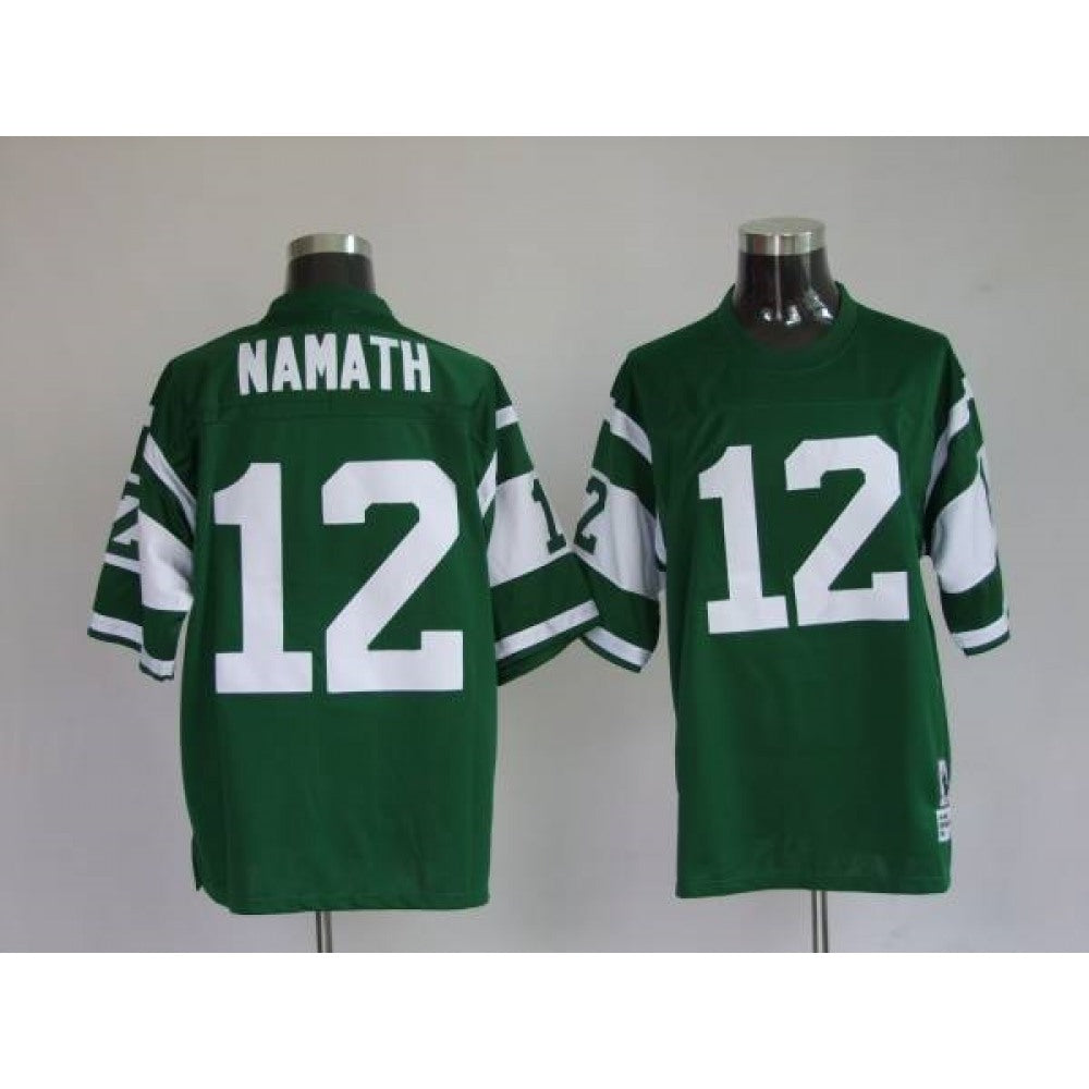 Mitchell and Ness Jets Joe Namath #12 Stitched Green NFL Jersey 
