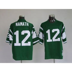 Mitchell and Ness Jets Joe Namath #12 Stitched Green NFL Jersey 