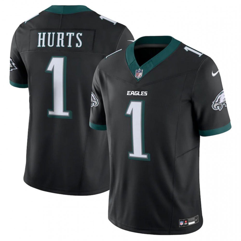 Men's Philadelphia Eagles #1 Jalen Hurts Black 2023 F.U.S.E. Vapor Untouchable Limited Stitched Football Jersey 