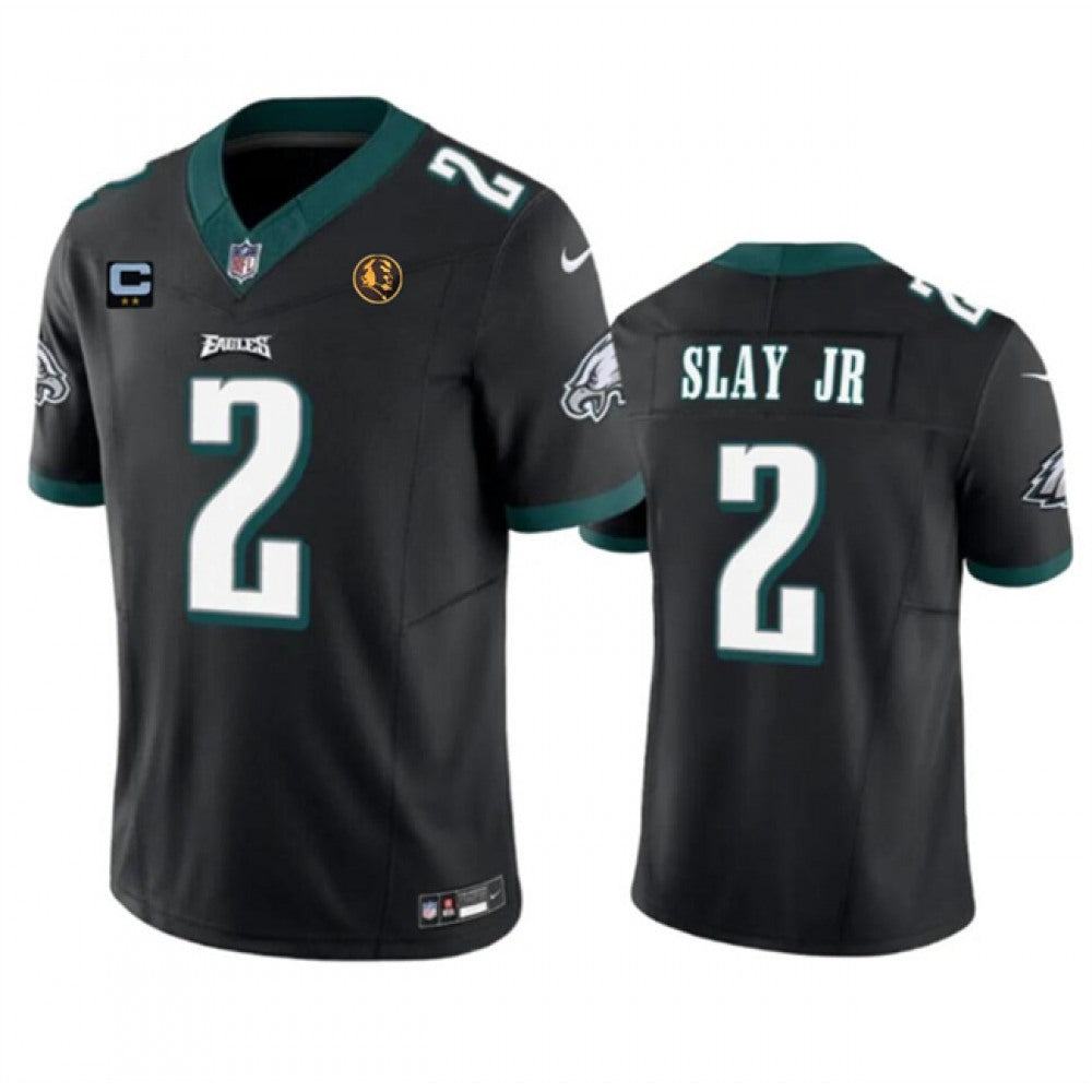 Men's Philadelphia Eagles #2 Darius Slay JR Black 2023 F.U.S.E. With 2-star C Patch And John Madden Patch Vapor Limited Stitched Football Jersey 