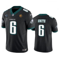 Men's Philadelphia Eagles #6 DeVonta Smith Black 2023 F.U.S.E. With 1-star C Patch And John Madden Patch Vapor Limited Stitched Football Jersey 