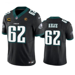 Men's Philadelphia Eagles #62 Jason Kelce Black 2023 F.U.S.E. With 4-star C Patch And John Madden Patch Vapor Limited Stitched Football Jersey 