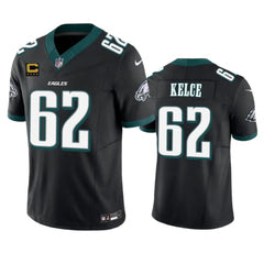 Men's Philadelphia Eagles #62 Jason Kelce Black 2023 F.U.S.E. With 4-Star C Patch Vapor Untouchable Limited Stitched Football Jersey 