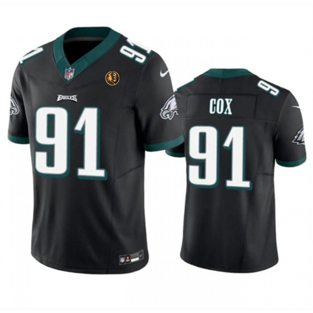 Men's Philadelphia Eagles #91 Fletcher Cox Black 2023 F.U.S.E. With John Madden Patch Vapor Limited Stitched Football Jersey 