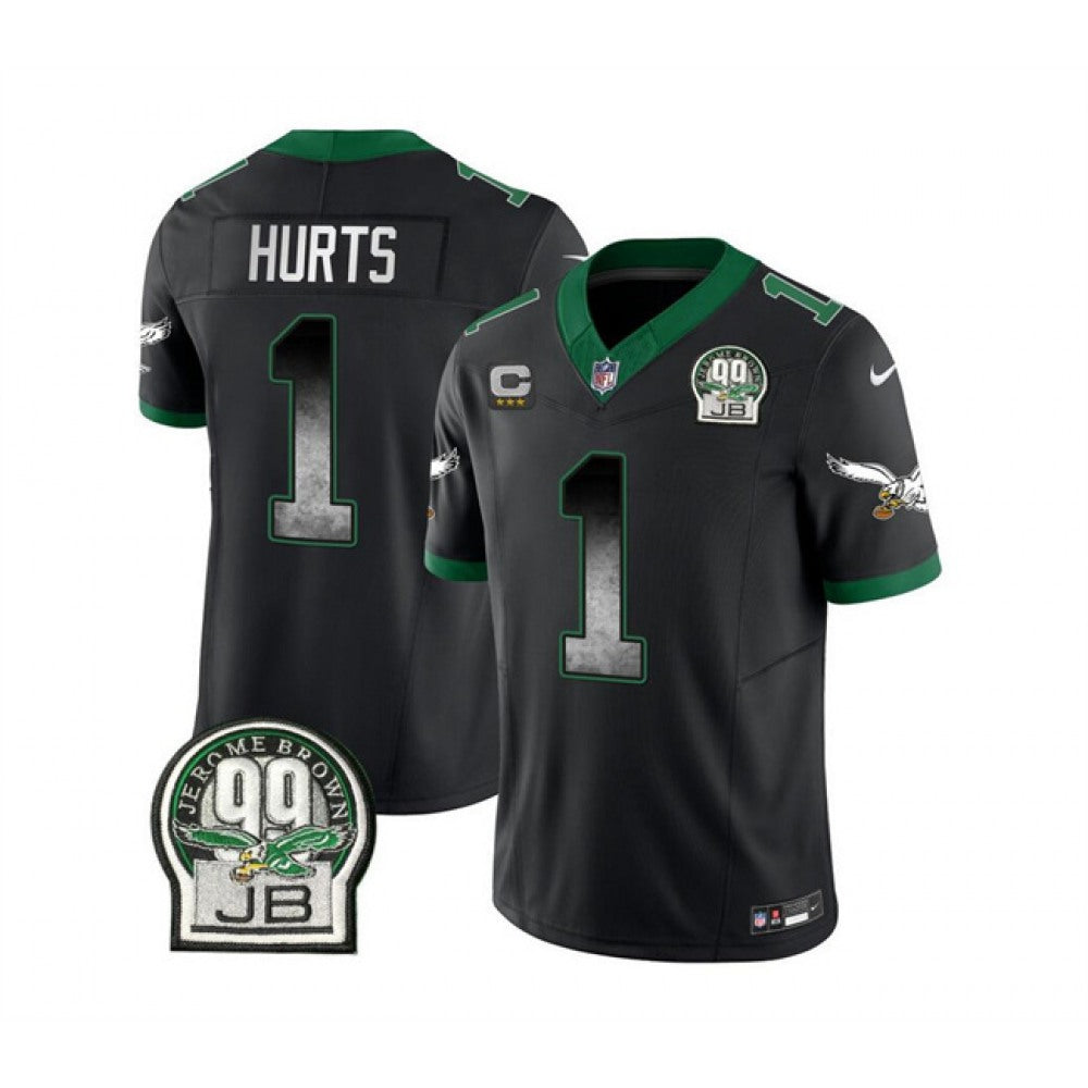 Men's Philadelphia Eagles #1 Jalen Hurts Black 2023 F.U.S.E. With 3-star C Patch Throwback Vapor Untouchable Limited Stitched Football Jersey 