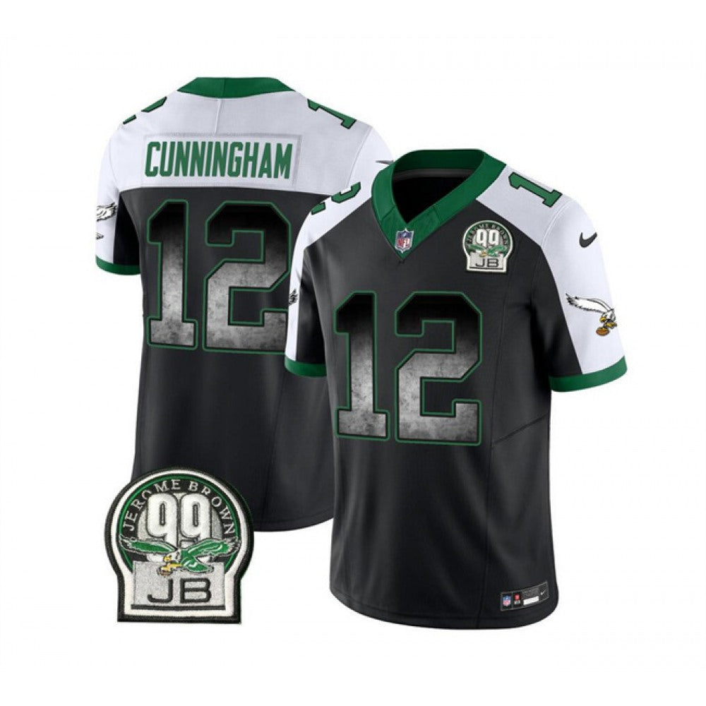Men's Philadelphia Eagles #12 Randall Cunningham Black/White 2023 F.U.S.E. Throwback Vapor Untouchable Limited Stitched Football Jersey 