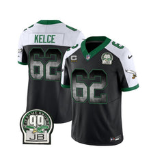 Men's Philadelphia Eagles #62 Jason Kelce Black/White 2023 F.U.S.E. With 4-star C Patch Throwback Vapor Untouchable Limited Stitched Football Jersey 