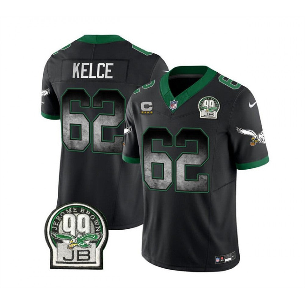 Men's Philadelphia Eagles #62 Jason Kelce Black 2023 F.U.S.E. With 4-star C Patch Throwback Vapor Untouchable Limited Stitched Football Jersey 