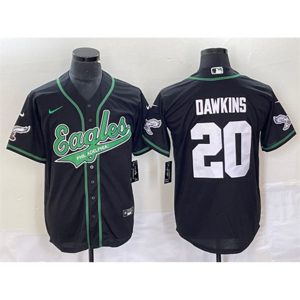 Men's Philadelphia Eagles #20 Brian Dawkins Black Cool Base Stitched Baseball Jersey 