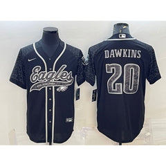 Men's Philadelphia Eagles #20 Brian Dawkins Black Reflective With Patch Cool Base Stitched Baseball Jersey 