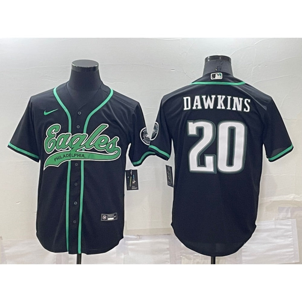 Men's Philadelphia Eagles #20 Brian Dawkins Black Cool Base Stitched Baseball Jersey 
