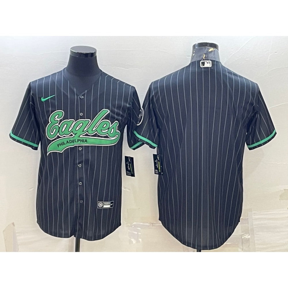 Men's Philadelphia Eagles Blank Black With Patch Cool Base Stitched Baseball Jersey 