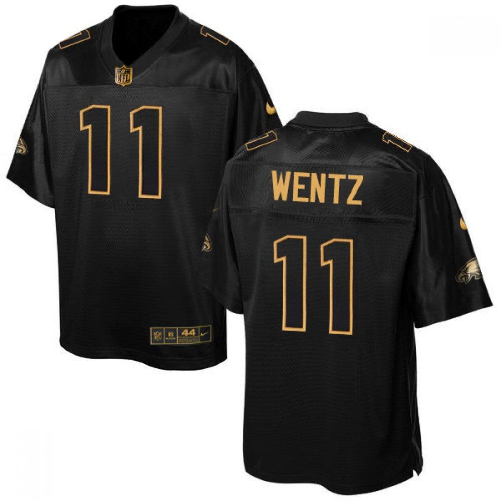 Eagles #11 Carson Wentz Black Men's Stitched NFL Elite Pro Line Gold Collection Jersey 
