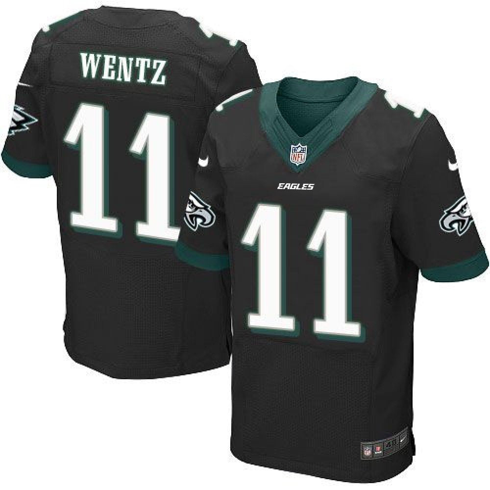 Eagles #11 Carson Wentz Black Alternate Men's Stitched NFL New Elite Jersey 