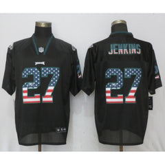 Men's Philadelphia Eagles #27 Malcolm Jenkins Black USA Flag Elite Stitched NFL Jersey 