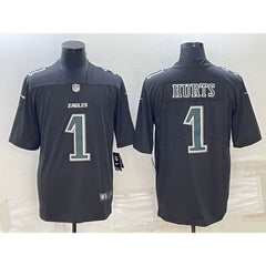 Men's Philadelphia Eagles #1 Jalen Hurts Black Green Vapor Untouchable Limited Stitched Jersey 