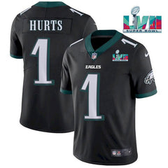 Men's Philadelphia Eagles #1 Jalen Hurts Black Super Bowl LVII Patch Vapor Untouchable Limited Stitched Jersey 
