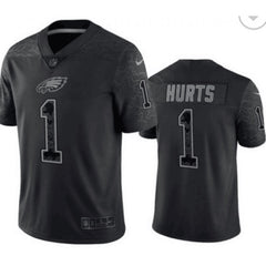 Men's Philadelphia Eagles #1 Jalen Hurts Black Reflective Limited Stitched Jersey 