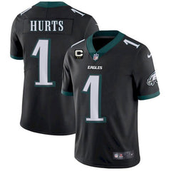 Men's Philadelphia Eagles #1 Jalen Hurts 2022 Black With 2-star C Patch Vapor Untouchable Limited Stitched Jersey 