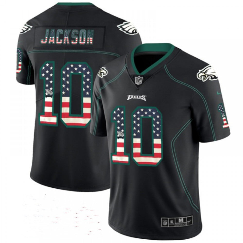 Men's Philadelphia Eagles #10 DeSean Jackson Black USA Flag Color Rush Limited Fashion NFL Stitched Jersey 