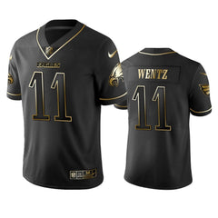 Men's Philadelphia Eagles #11 Carson Wentz Black 2019 Golden Edition Limited Stitched NFL Jersey 