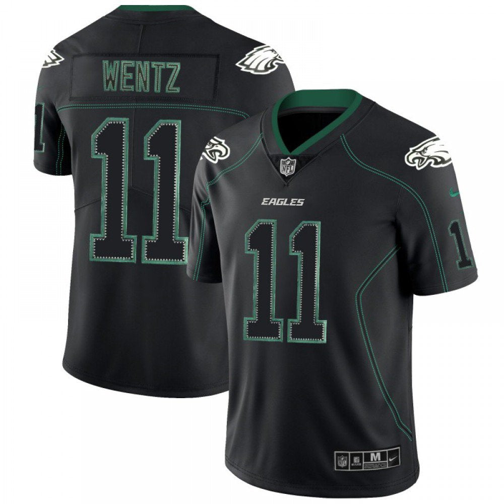 Men's Philadelphia Eagles #11 Carson Wentz NFL 2018 Lights Out Black Color Rush Limited Jersey 