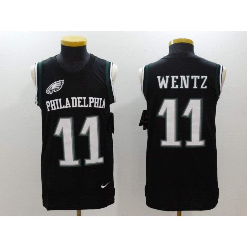 Men's Philadelphia Eagles #11 Carson Wentz Black Limited Tank Top Jersey 