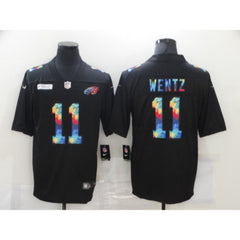 Men's Philadelphia Eagles #11 Carson Wentz 2020 Black Crucial Catch Limited Stitched Jersey 