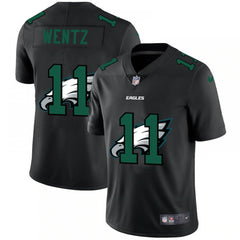 Men's Philadelphia Eagles #11 Carson Wentz Black Shadow Logo Limited Stitched Jersey 