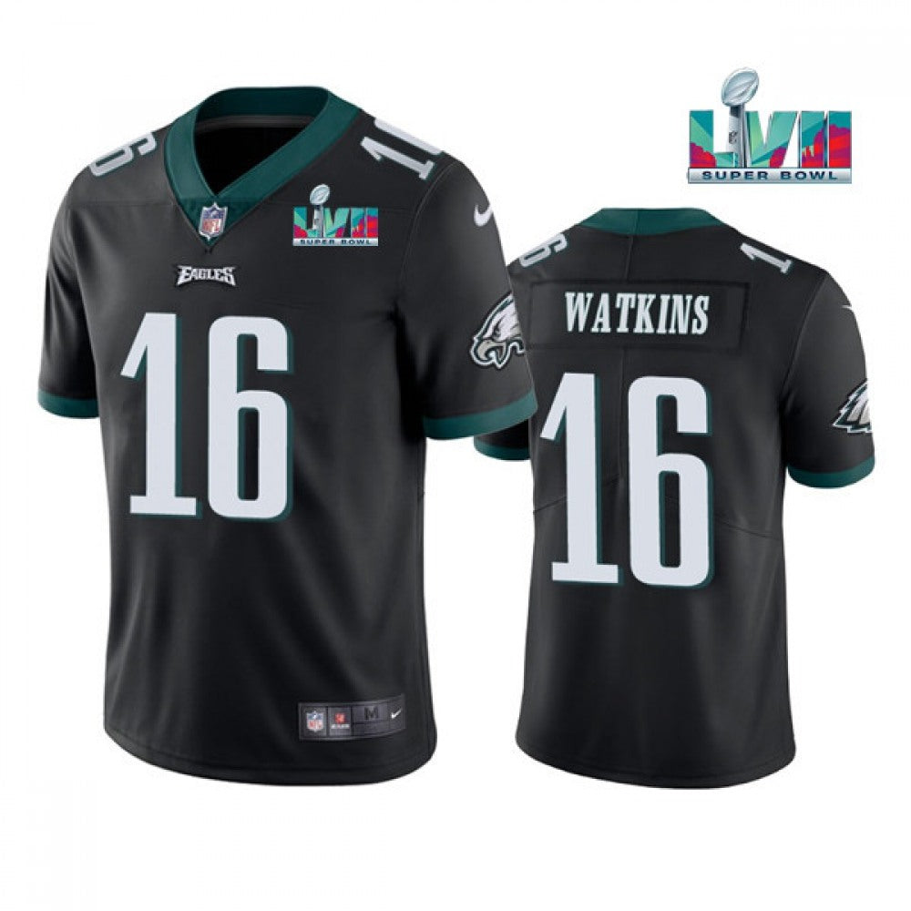 Men's Philadelphia Eagles #16 Quez Watkins Black Super Bowl LVII Vapor Untouchable Limited Stitched Jersey 