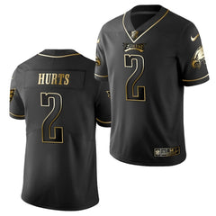 Men's Philadelphia Eagles #2 Jalen Hurts Black Gold Limited Stitched Jersey 