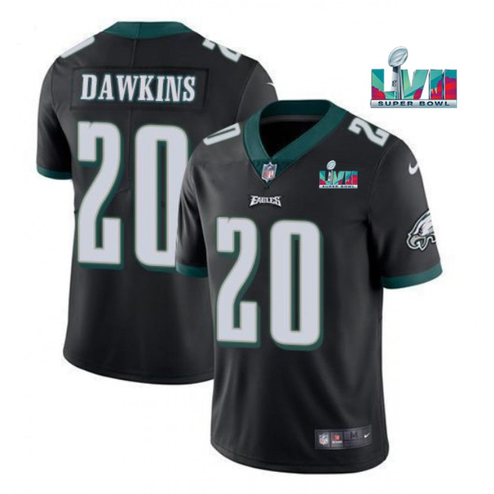 Men's Philadelphia Eagles #20 Brian Dawkins Black Super Bowl LVII Patch Vapor Untouchable Limited Stitched Jersey 