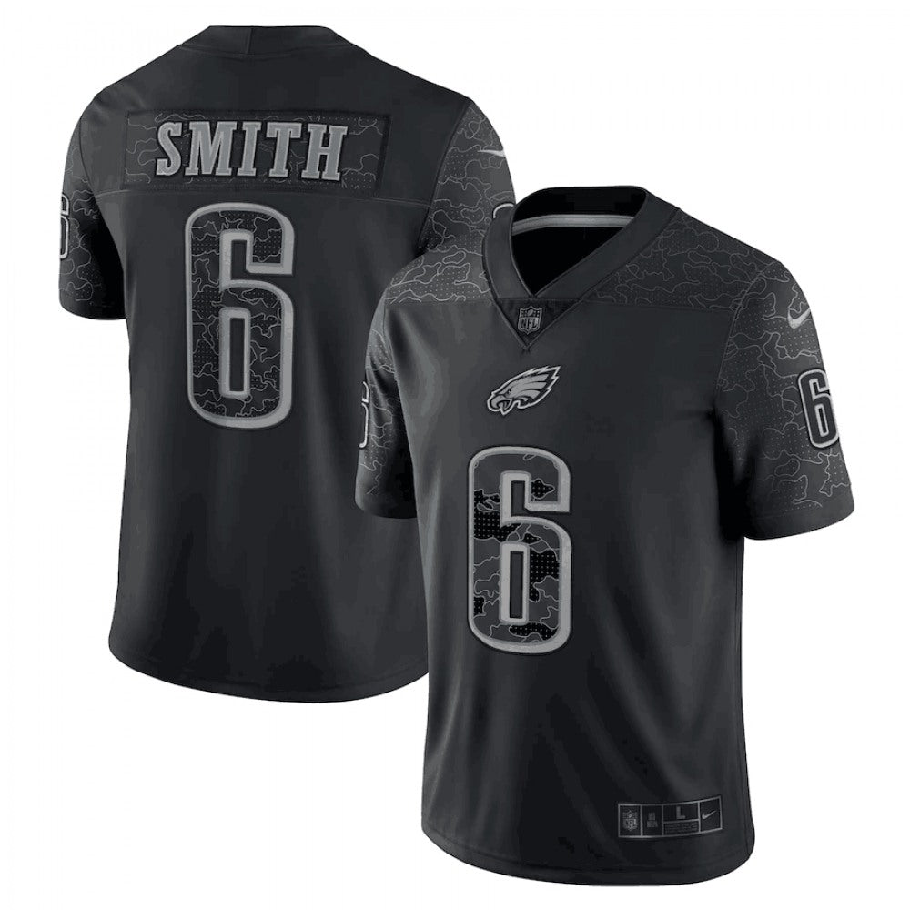 Men's Philadelphia Eagles #6 DeVonta Smith Black Reflective Limited Stitched Jersey 