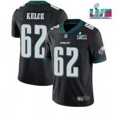 Men's Philadelphia Eagles #62 Jason Kelce Black Super Bowl LVII Patch Vapor Untouchable Limited Stitched Jersey 