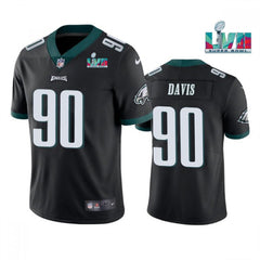 Men's Philadelphia Eagles #90 Jordan Davis Black Super Bowl LVII Vapor Untouchable Limited Stitched Jersey 