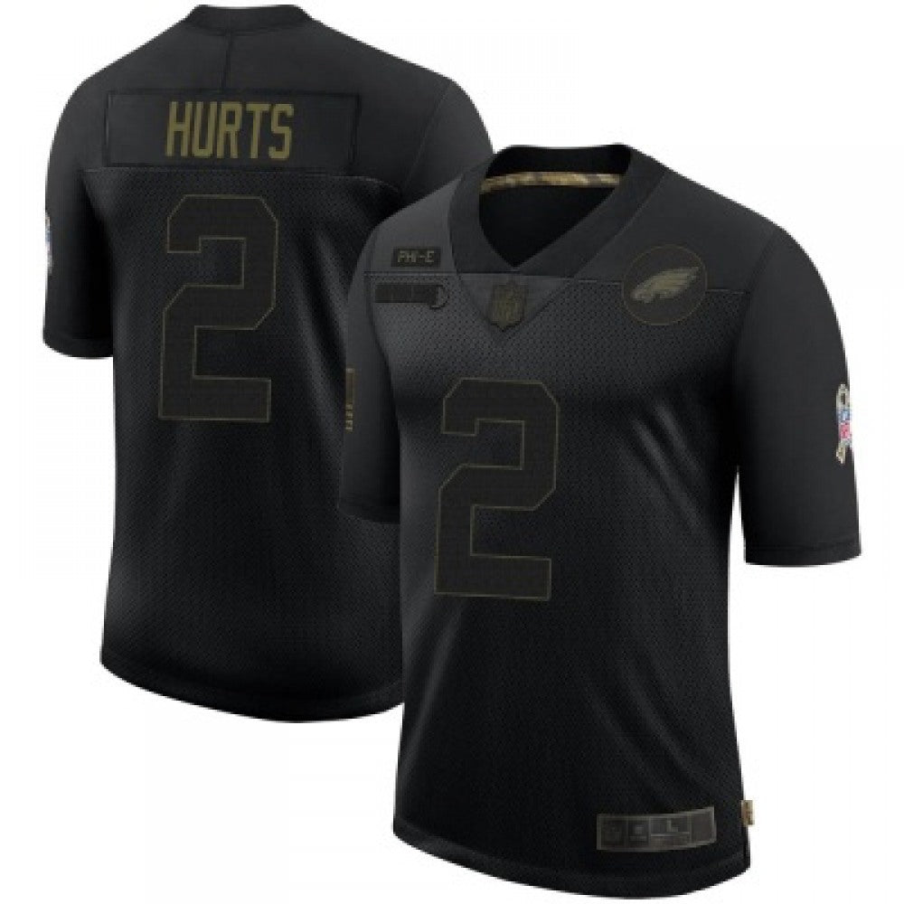 Men's Philadelphia Eagles #2 Jalen Hurts Black Salute To Service Limited Stitched Jersey 