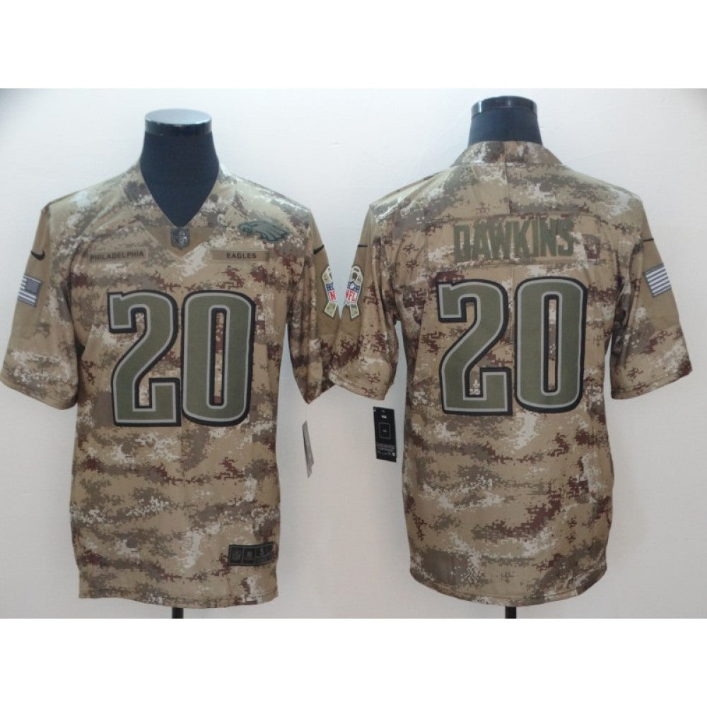 Men's Philadelphia Eagles #20 Brian Dawkins 2018 Camo Salute To Service Limited Stitched NFL Jersey 