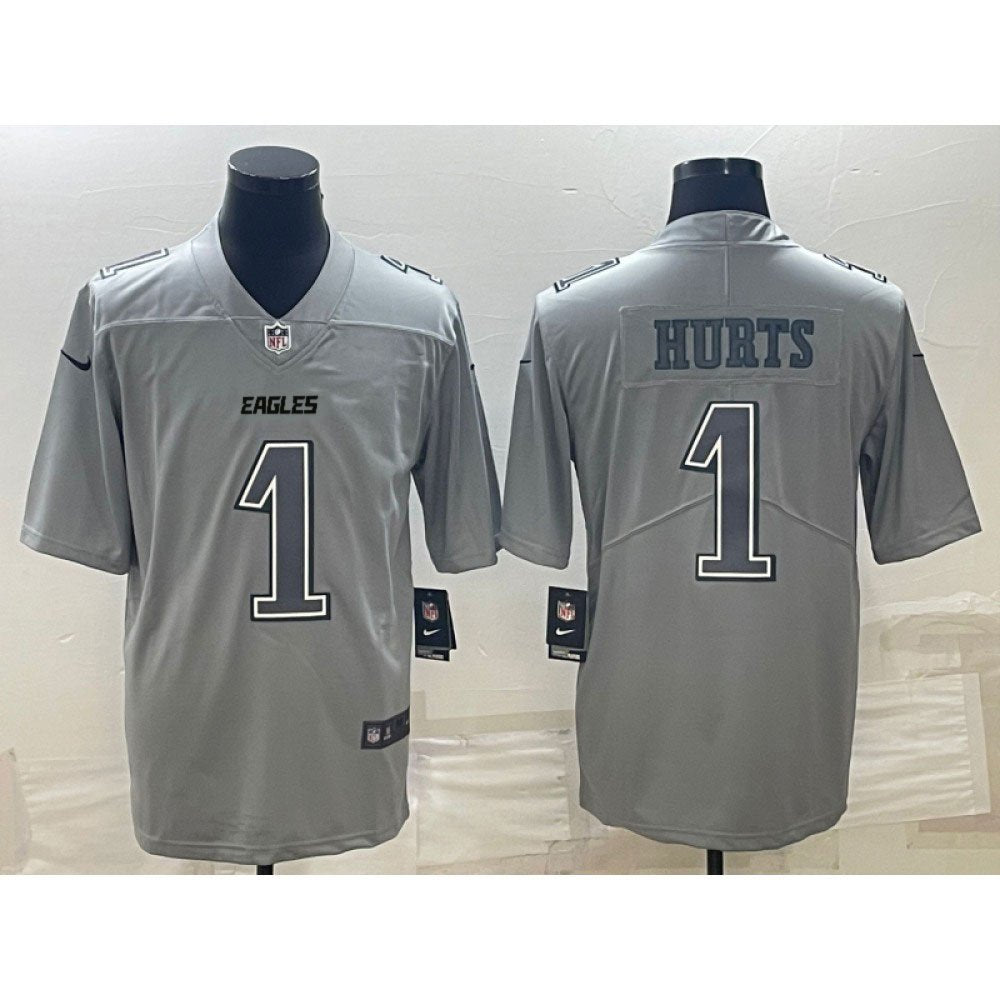 Men's Philadelphia Eagles #1 Jalen Hurts Gray Atmosphere Fashion Stitched Jersey 