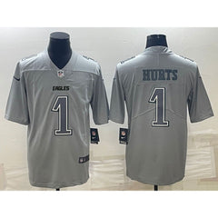 Men's Philadelphia Eagles #1 Jalen Hurts Gray Atmosphere Fashion Stitched Jersey 