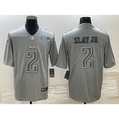 Men's Philadelphia Eagles #2 Darius Slay JR Gray Super Bowl LVII Patch Atmosphere Fashion Stitched Jersey 