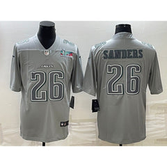 Men's Philadelphia Eagles #26 Miles Sanders Gray Super Bowl LVII Patch Atmosphere Fashion Stitched Jersey 